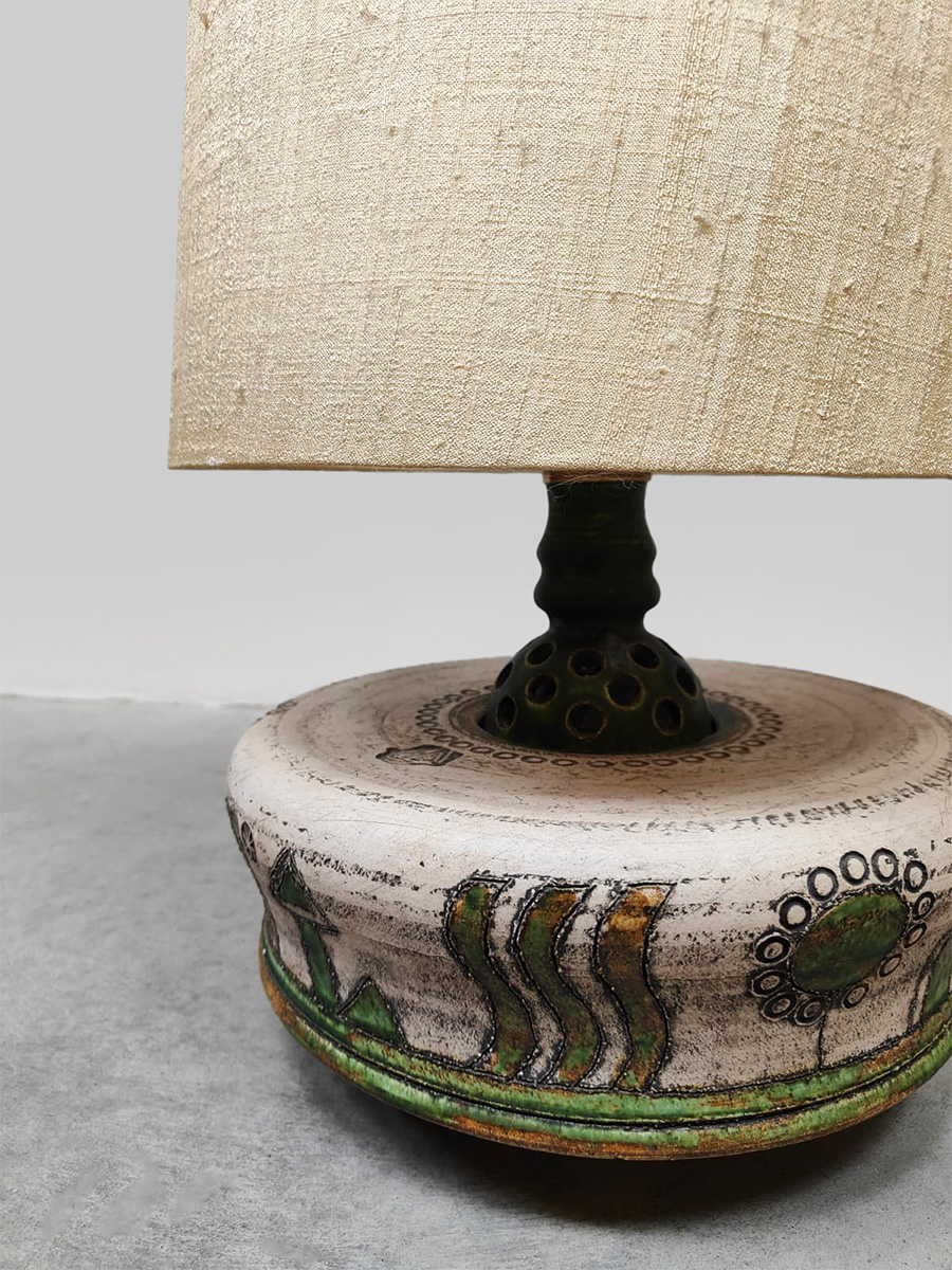 Midcentury interior design large ceramic table lamp keramieken tafellamp 'Green garden'