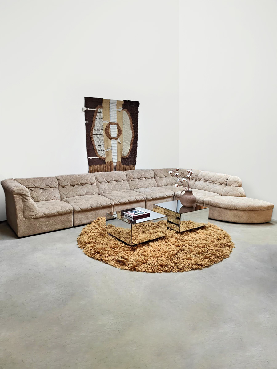 Midcentury modular sofa elementen bank modulaire bank Lausser 'Ivory beige'