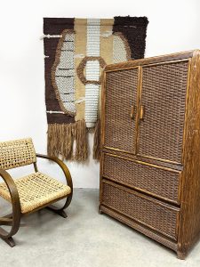 Midcentury interior rattan bamboo cabinet rotan bamboe kast ‘Bohemian nature’