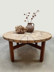 Danish vintage round stone coffee table 'Natures spirit'
