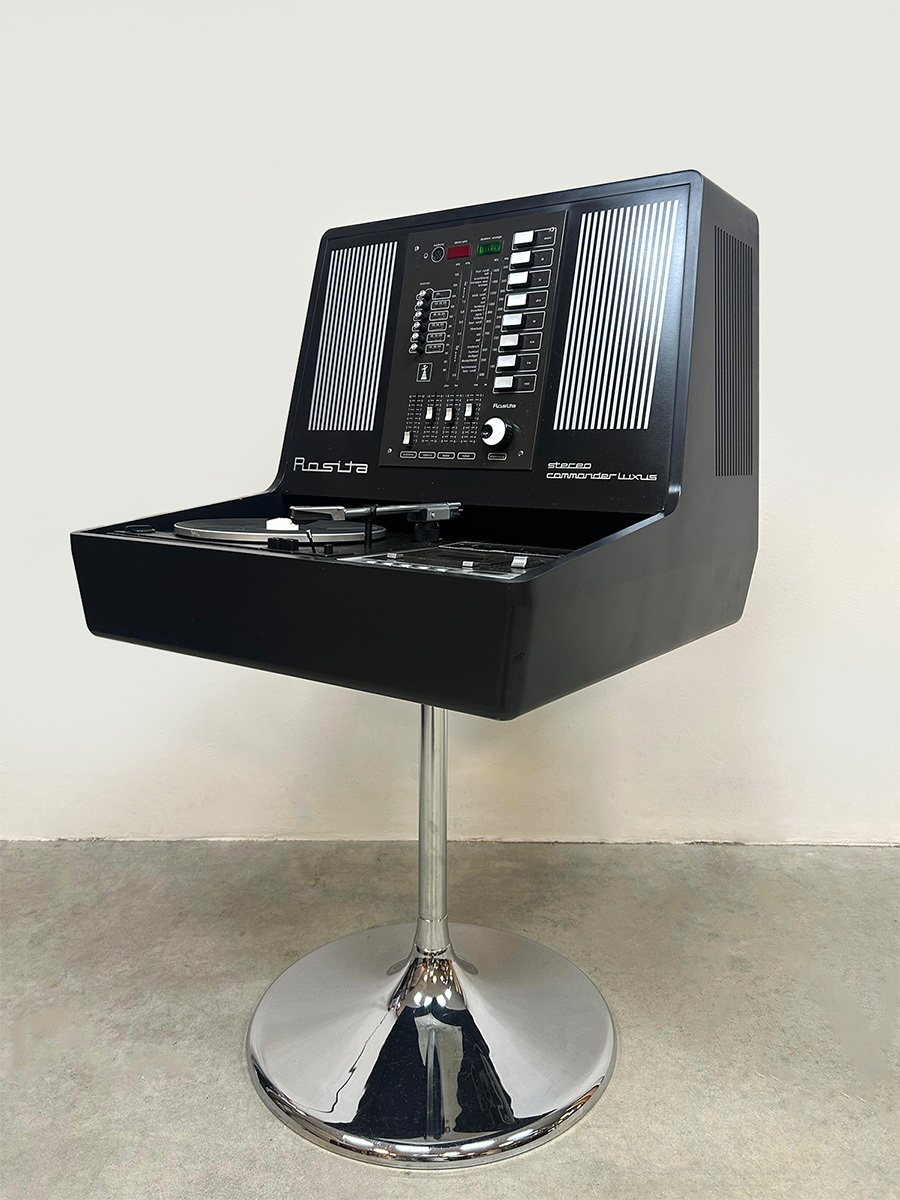 Midcentury design stereo turntable radio platenspeler Rosita Commander Luxus 1970