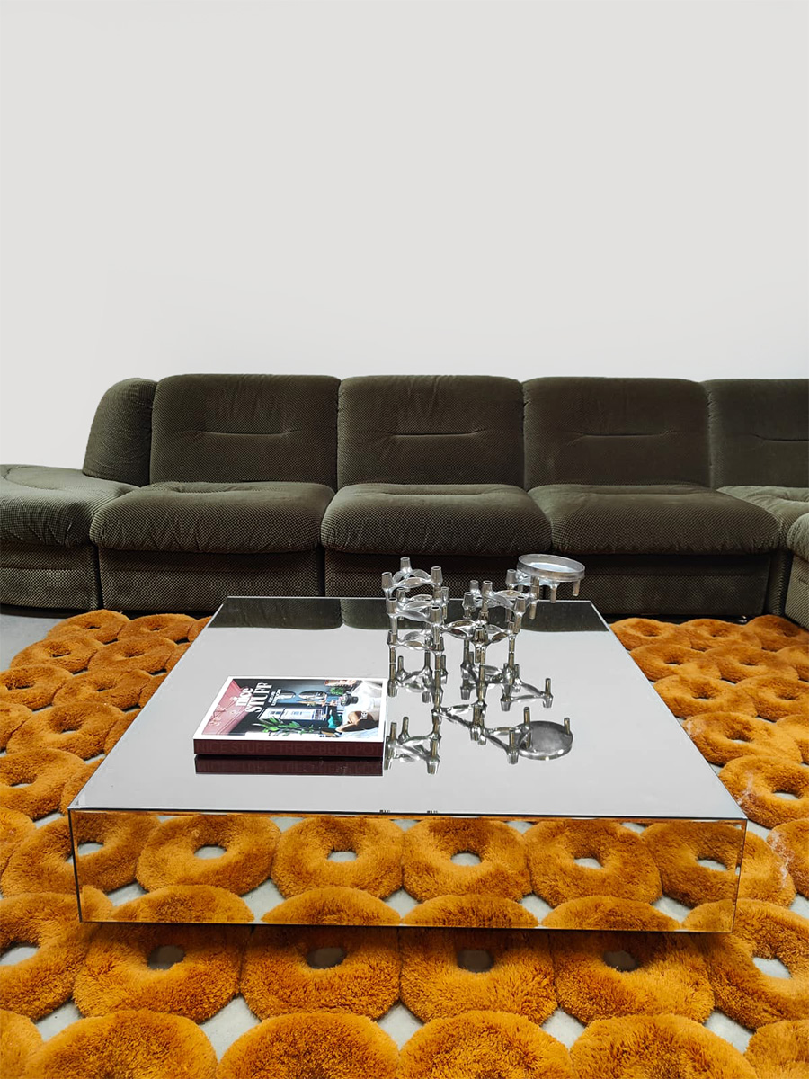 Vintage interior design velvet modular sofa modulaire elementen bank ‘Olive green’