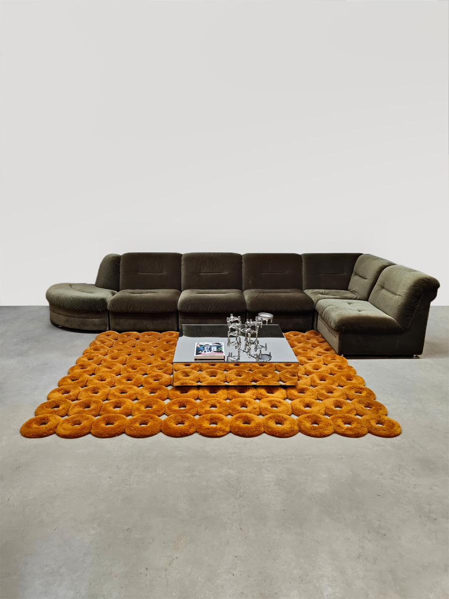 Midcentury design velvet modular sofa modulaire elementen bank ‘Olive green’