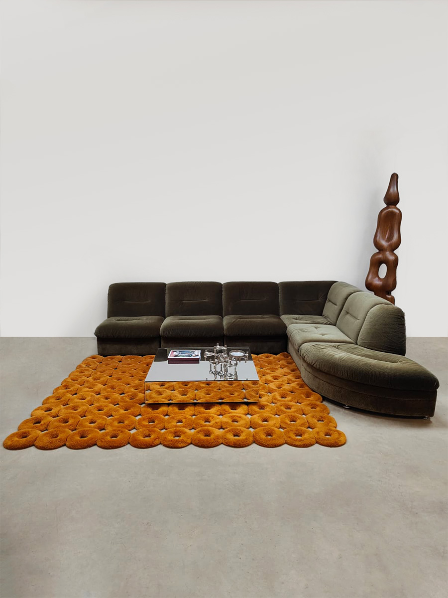 Vintage velvet modular sofa modulaire elementen bank ‘Olive green’