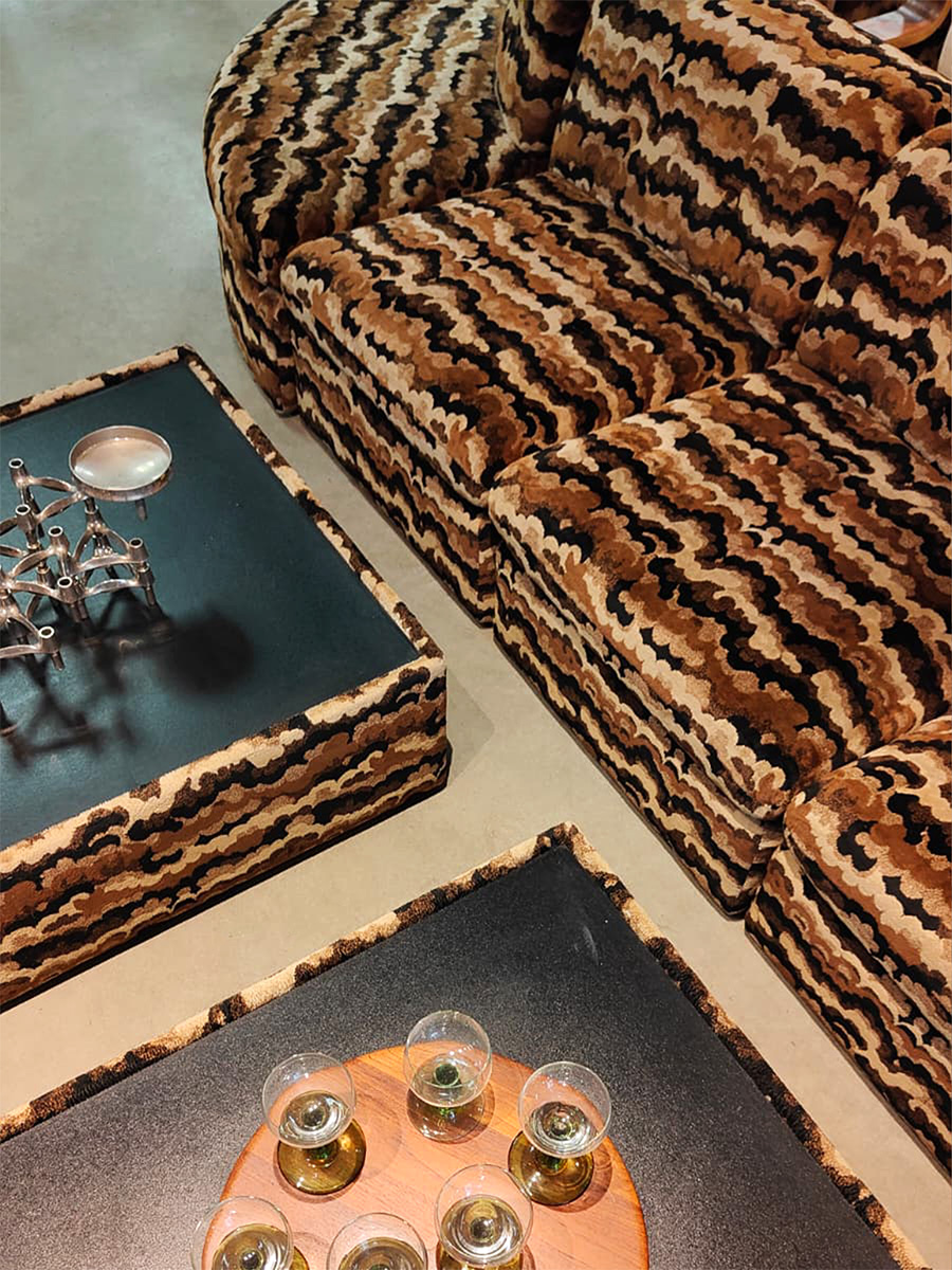 Midcentury design XL modular sofa vintage elementen bank Laauser ‘Geometric velvet de luxe’