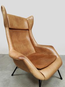 Midcentury interior Czech Republic design wingback armchair lounge fauteuil Miroslav Navratil for Ton 1960