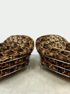 Vintage Italian design tubular lounge chairs buisframe fauteuils 1970