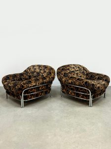 Vintage Italian design tubular lounge chairs