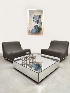 Midcentury interior design modular Orbis lounge chairs fauteuils Luigi Colani COR