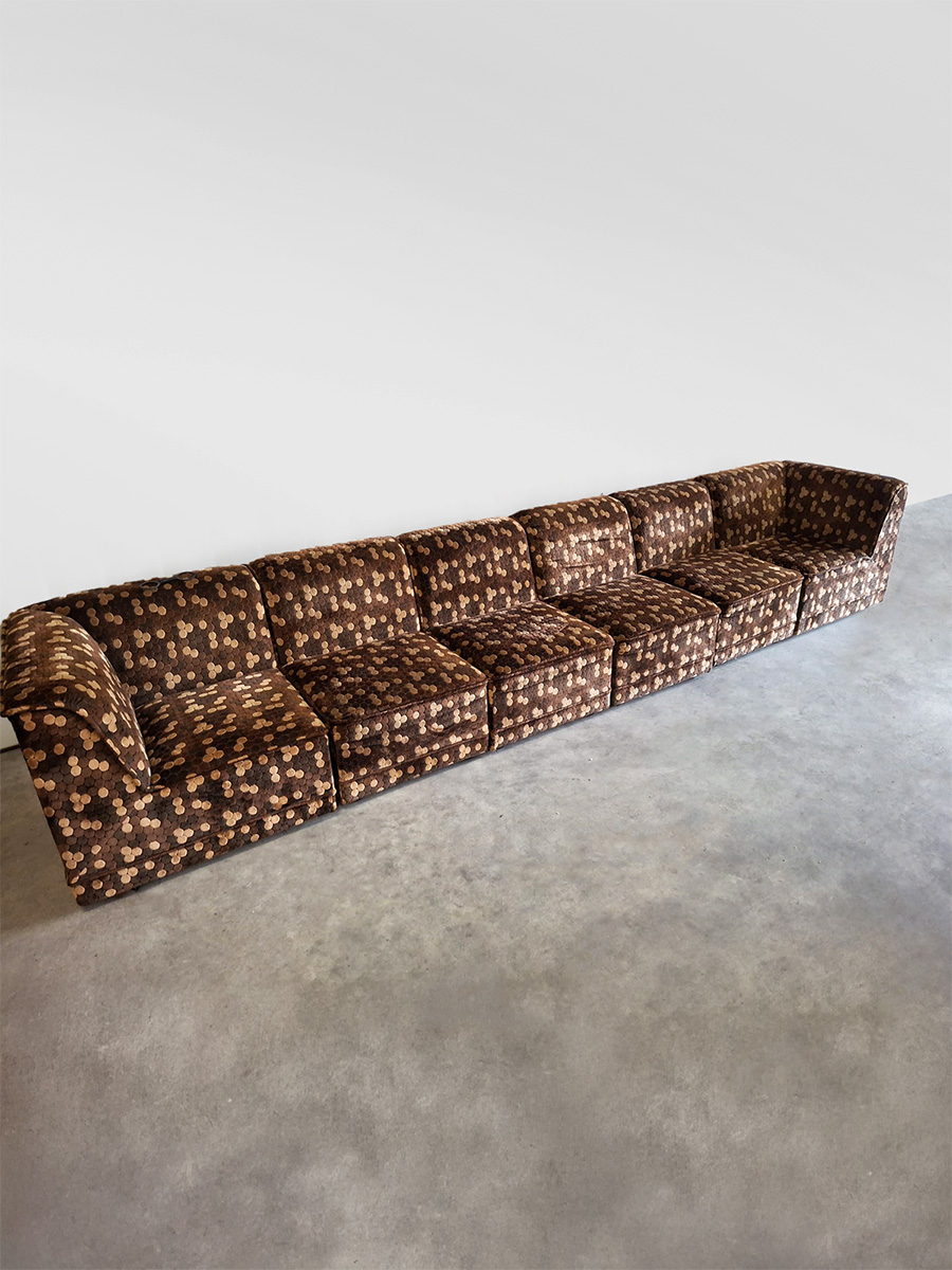 Vintage modular sofa modulaire elementen bank 1970 'Velvet dots'