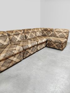 Vintage modular sofa modulaire elementen lounge bank 1970 'Checkered dessin'