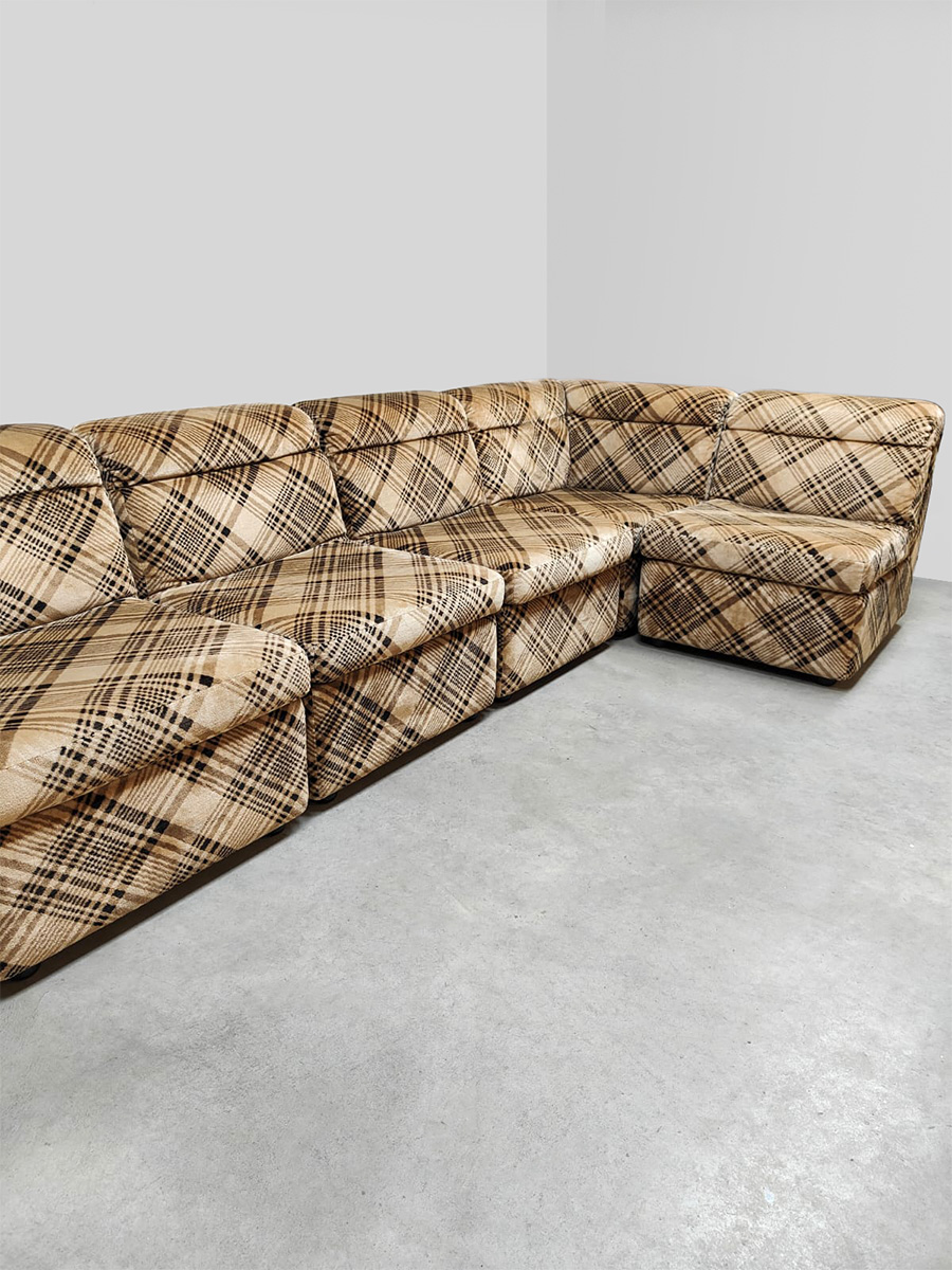 Vintage modular sofa modulaire elementen lounge bank 1970 'Checkered dessin'