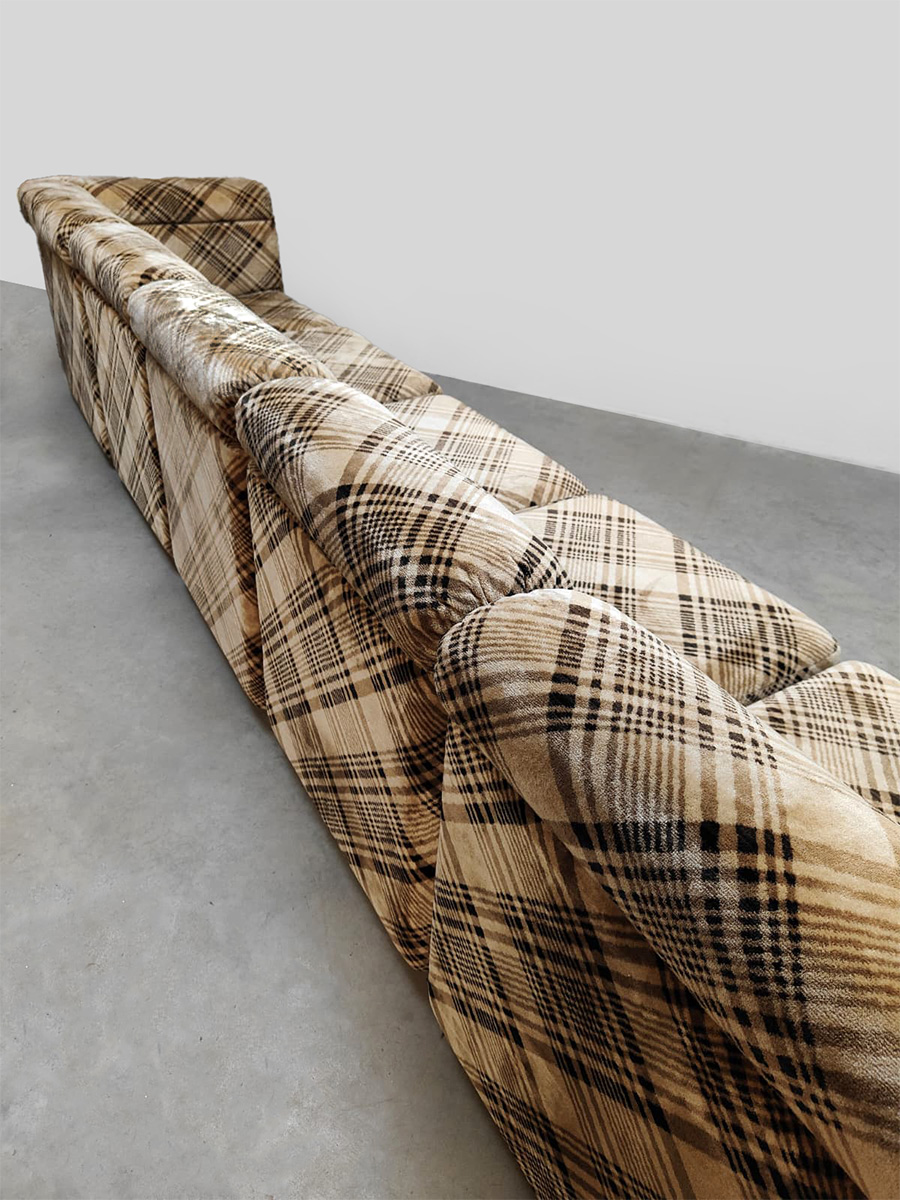 Midcentury interior design modular sofa modulaire elementen lounge bank 1970 'Checkered dessin'