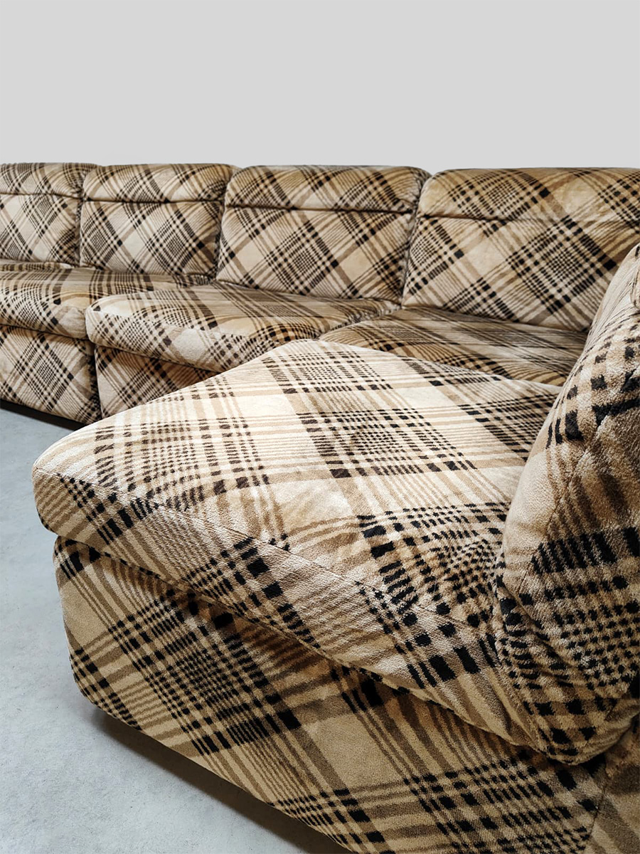 Vintage modular sofa modulaire elementen lounge bank 1970 'Checkered dessin'