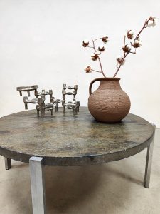 Slate round stone coffee table vintage