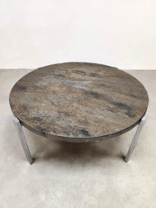 Slate round stone coffee table vintage