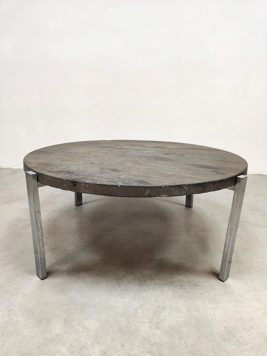 Slate round stone coffee table vintage
