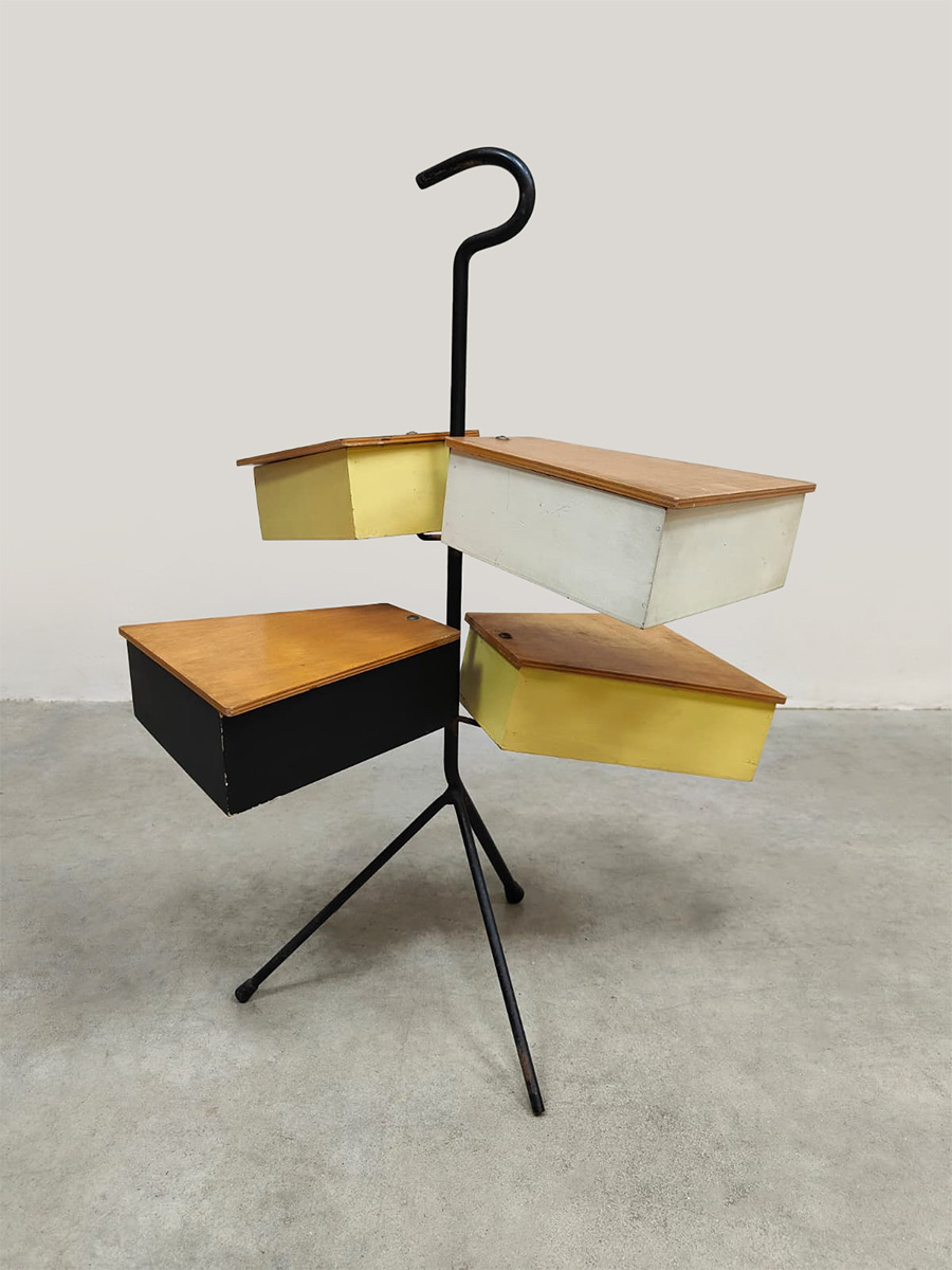 Vintage storage sewing box naaikistje Joos Teders Metalux ‘mellow yellow'’