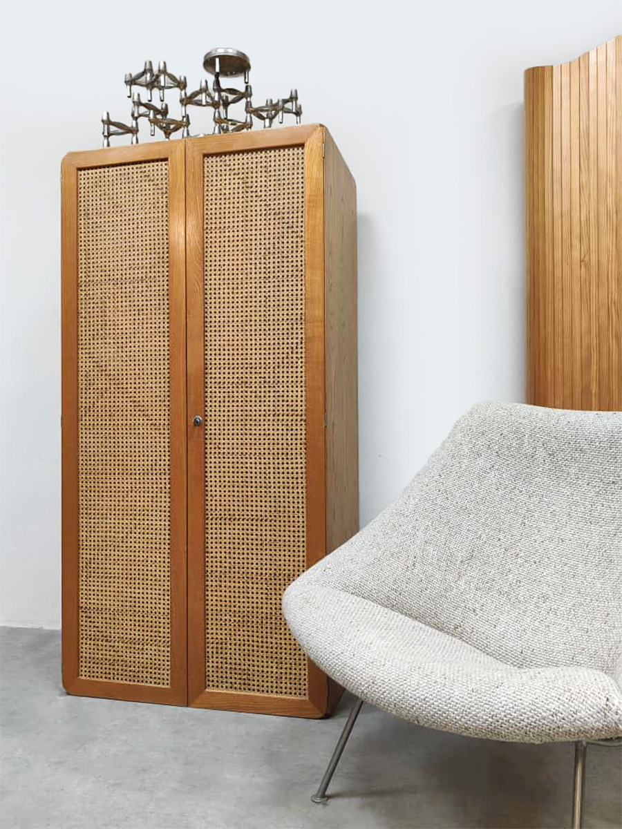 Vintage furniture design cabinet bookcase wardrobe boekenkast kledingkast Derk Jan De Vries 1960s