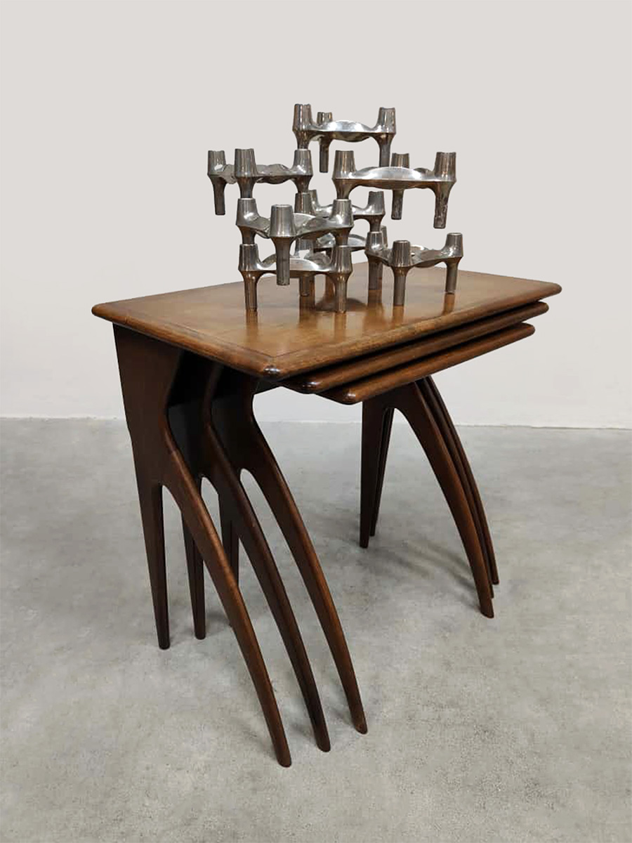 Vintage furniture Italian design nesting tables mimiset bijzettafels 1950