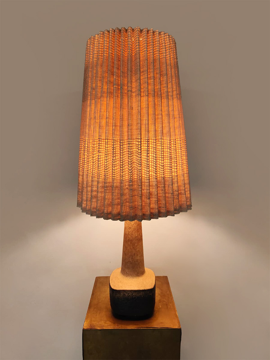 Vintage ceramic table lamp keramieken tafellamp Karlsruher Majolika 1960s