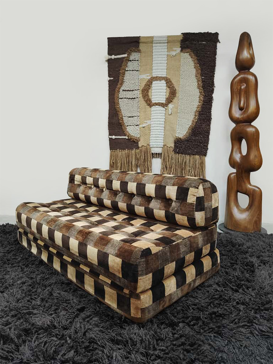 Vintage convertible lounge sofa daybed 1970s ‘Checkered’ Vintage convertible lounge sofa daybed 1970s ‘Checkered’