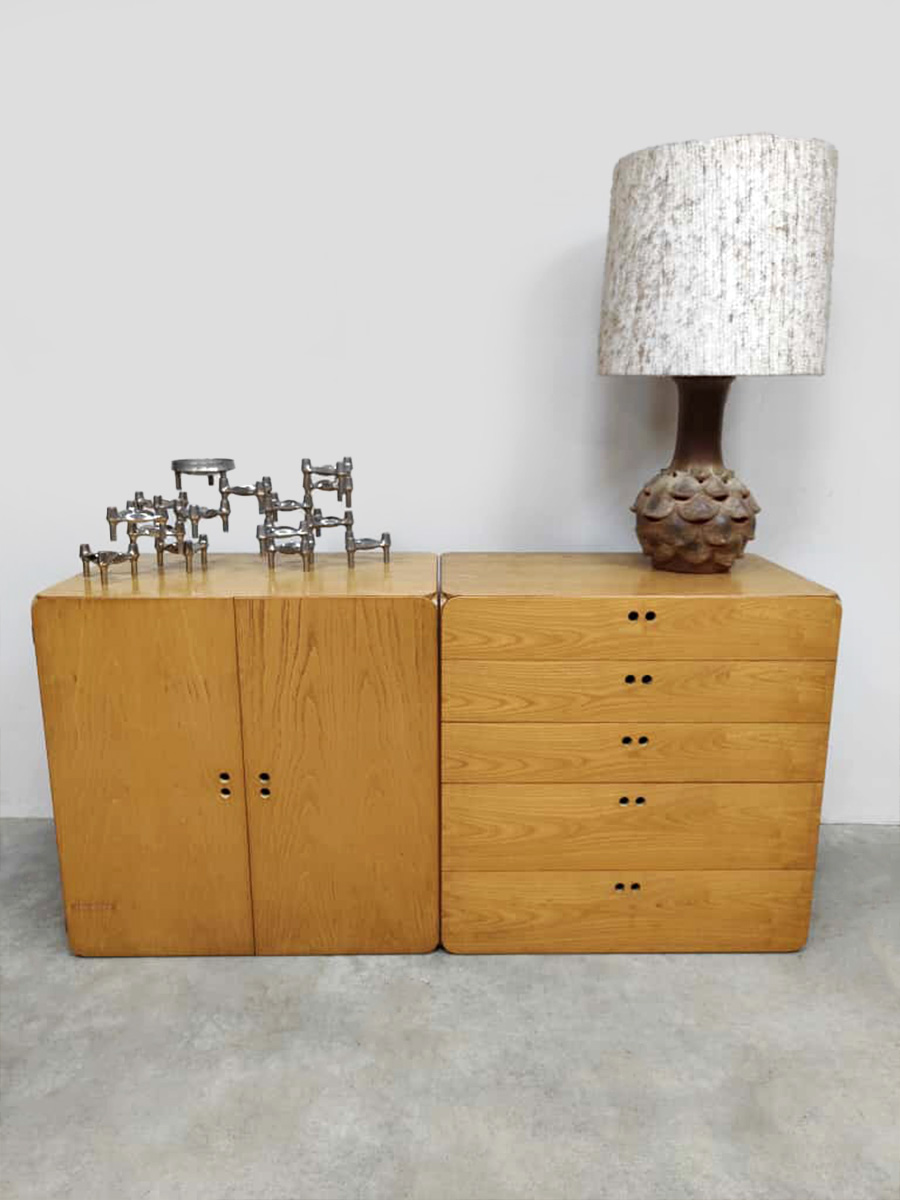 Midcentury furniture design modular cabinet chest of drawers modulaire ladenkast kast Derk Jan de Vries 1960s