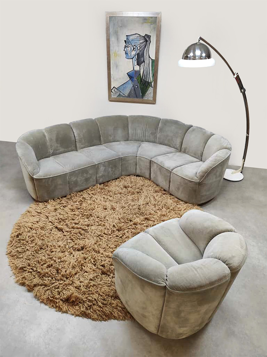 Vintage modular rounded sofa chair Piccolino halfronde lounge bank Walter Knoll