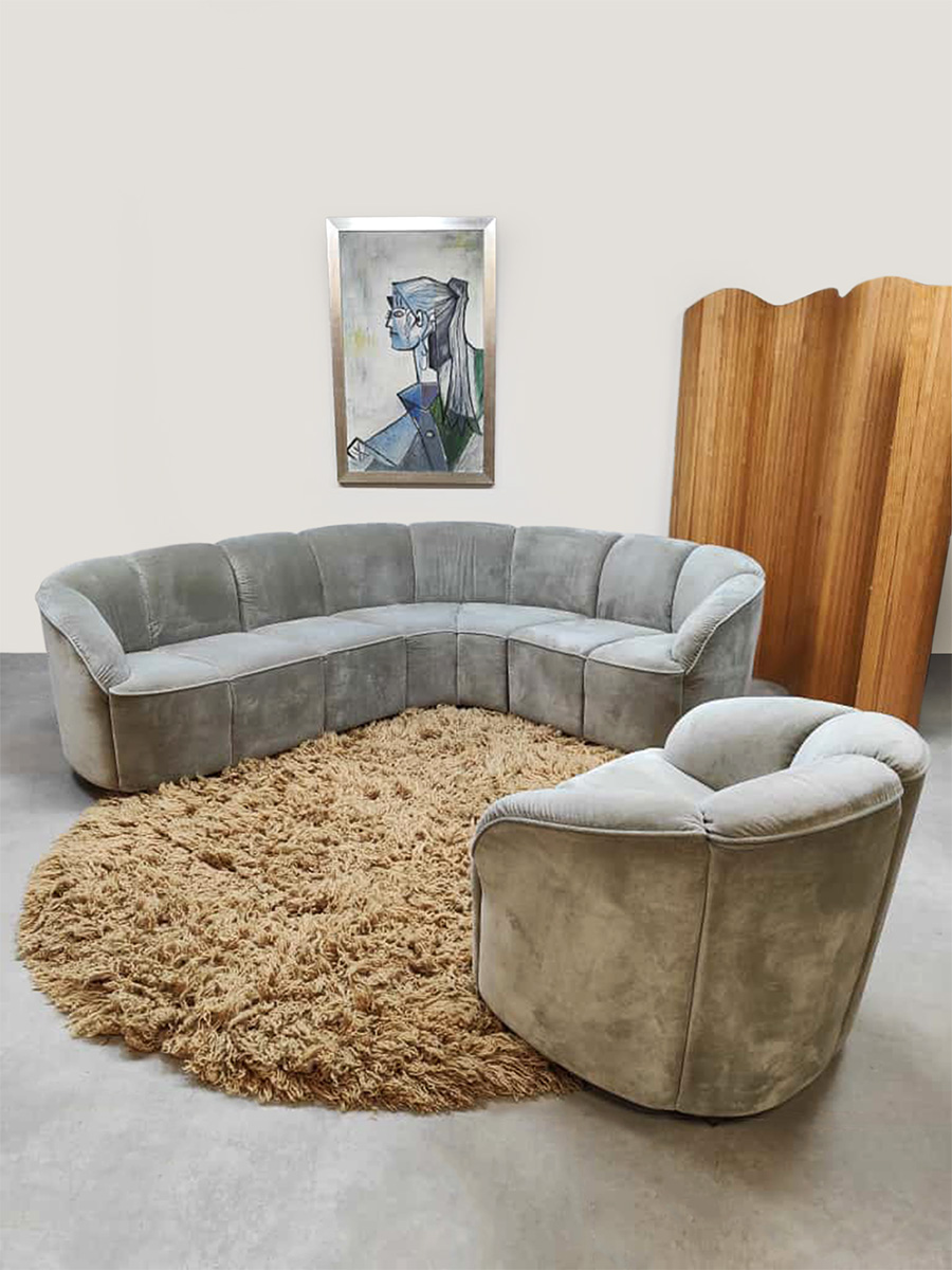 Vintage modular rounded sofa chair Piccolino halfronde lounge bank Walter Knoll