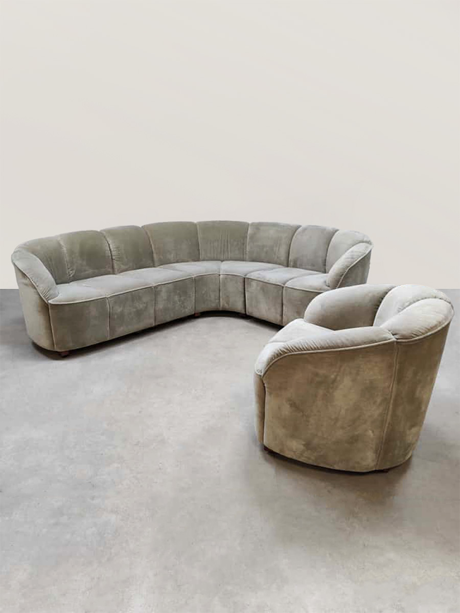 Vintage furniture design modular rounded sofa modulaire elementen bank fauteuil Walter Knoll 1960's
