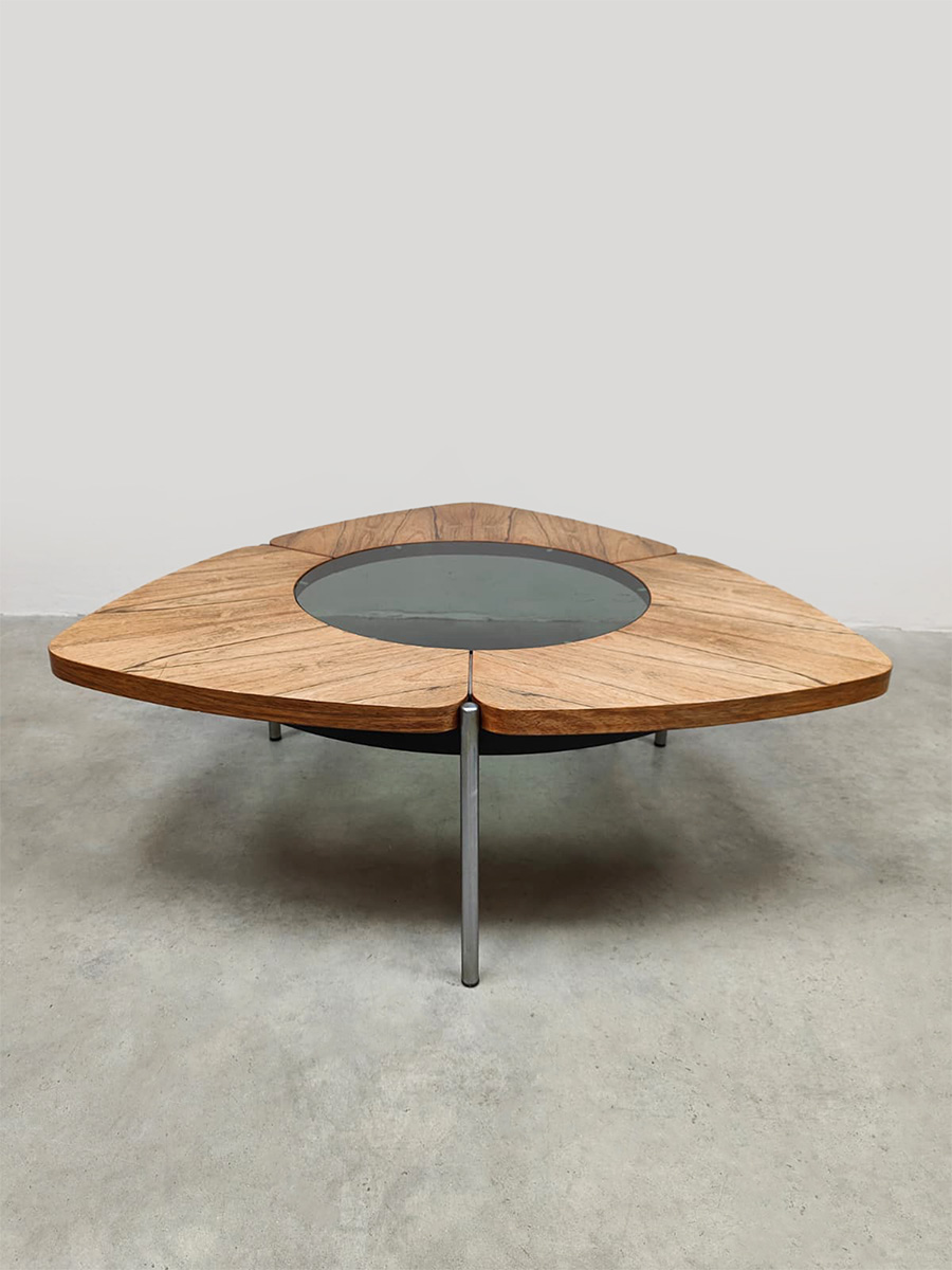 Scandinavian glass and wood coffee table salontafel Denmark