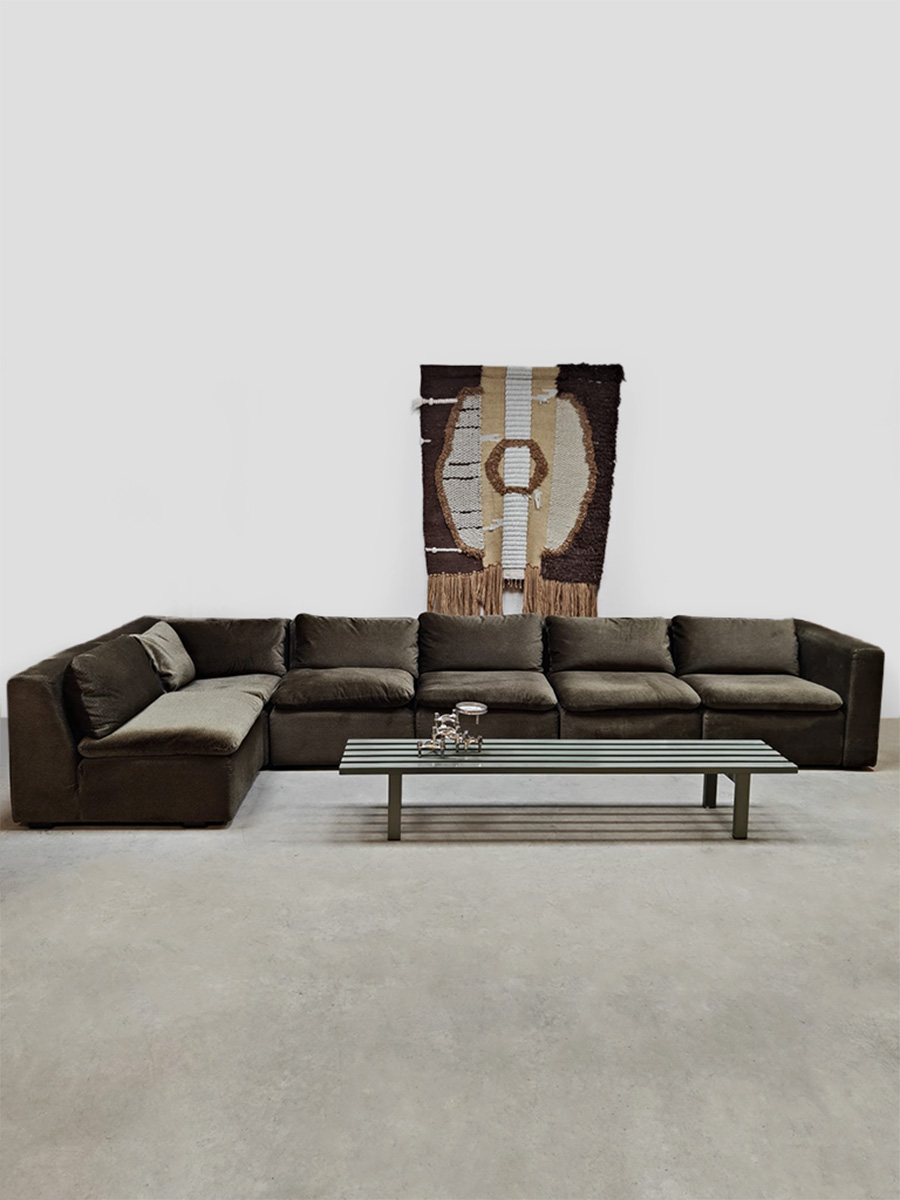 Midcentury furniture design modular sofa modulaire elementen lounge bank Cor Team Form AG 1970 'Checkered velvet'