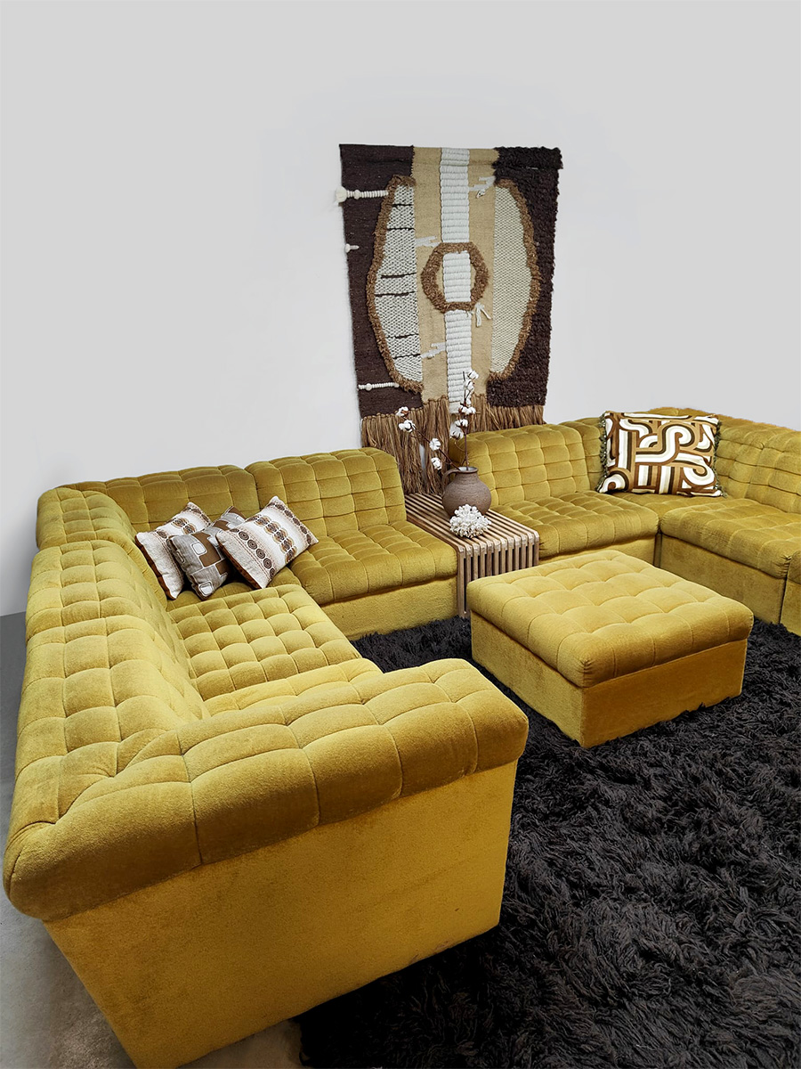 Vintage modular sofa modulaire elementen lounge bank XXL Laauser 'Mellow yellow' 2