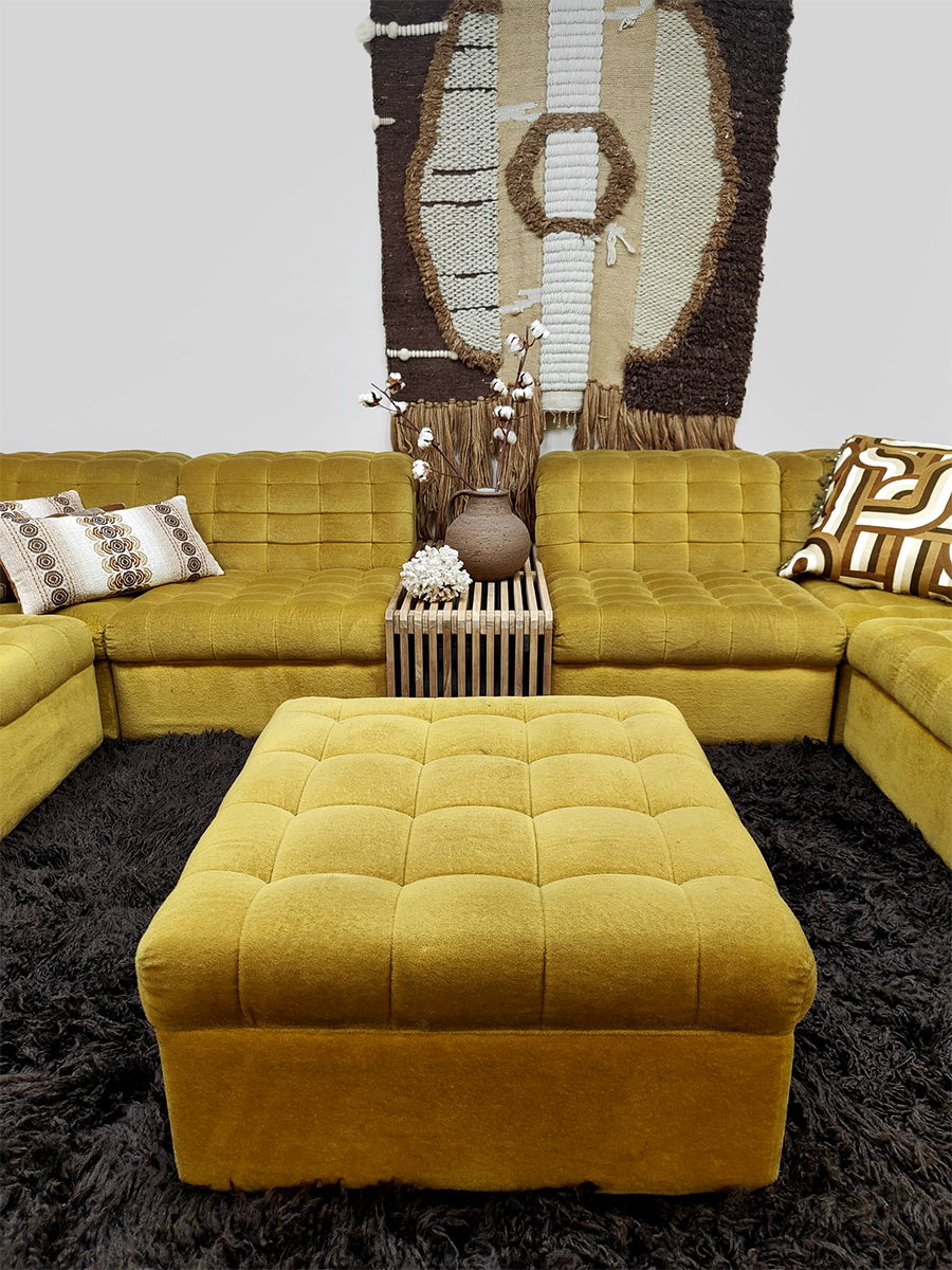 Vintage modular sofa modulaire elementen lounge bank XXL Laauser 'Mellow yellow' 5