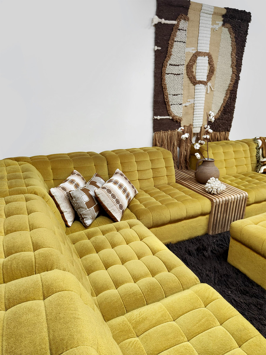 Vintage modular sofa modulaire elementen lounge bank XXL Laauser 'Mellow yellow'
