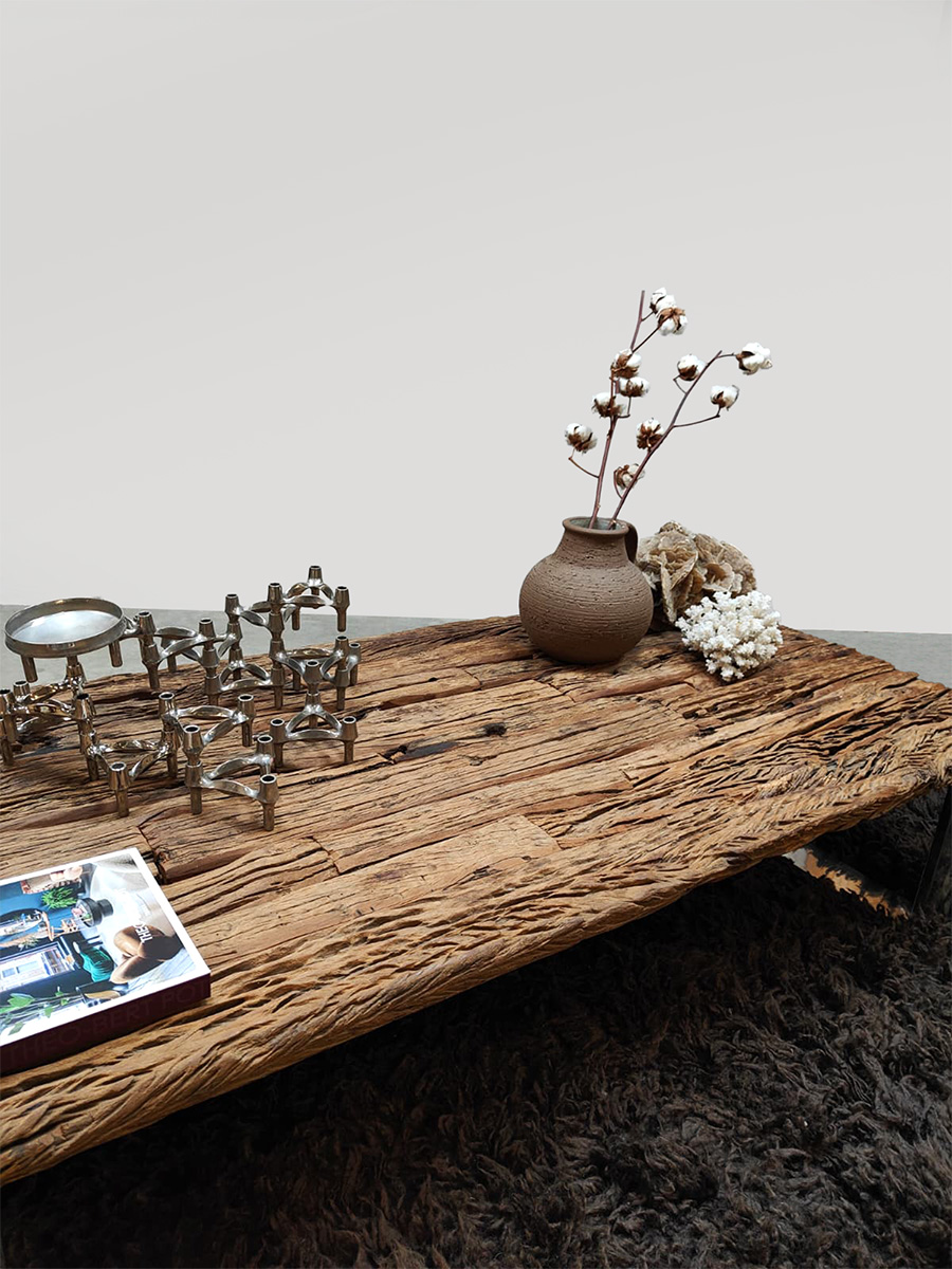 Vintage railway sleeper wood coffee table houten salontafel 1970