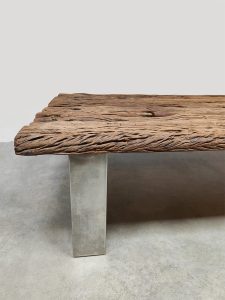 Vintage railway sleeper wood coffee table 1970