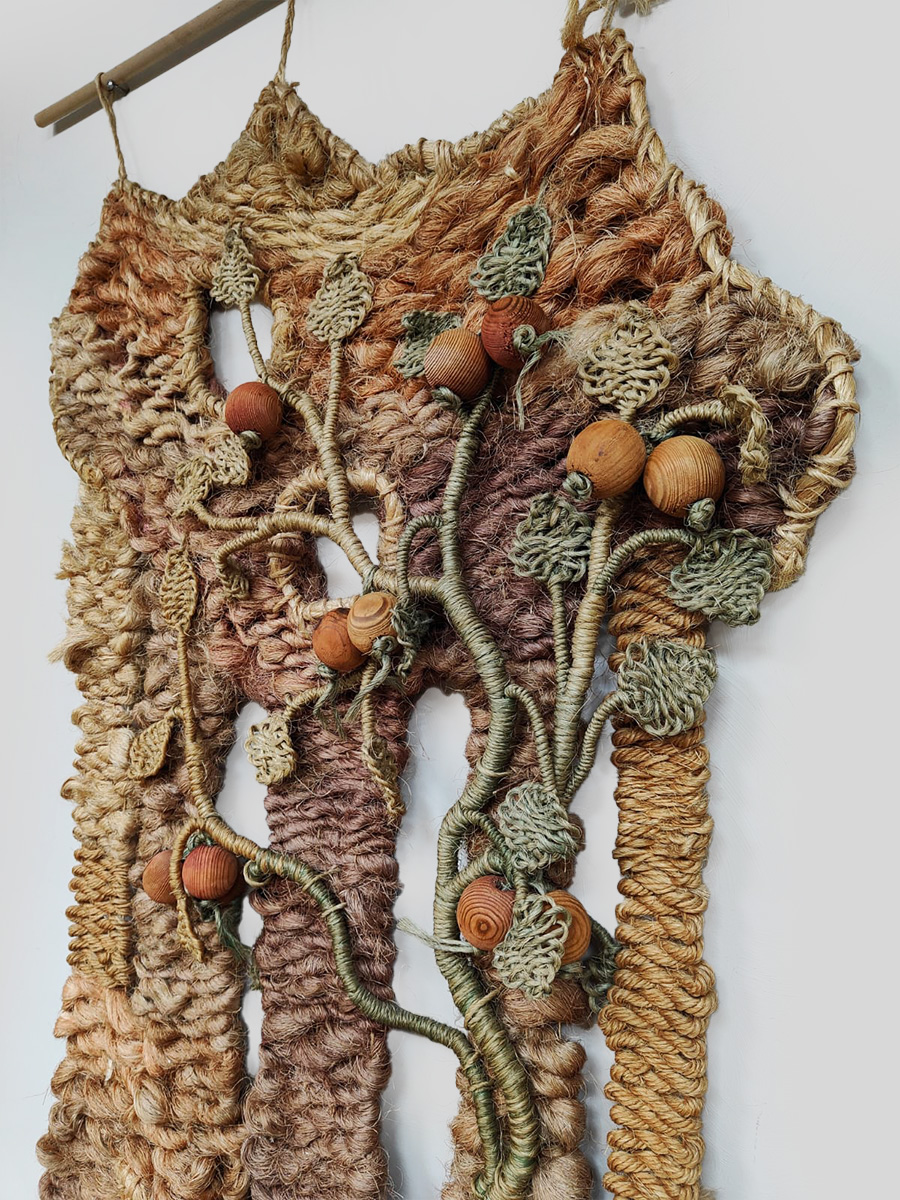 Vintage furniture design macramé wall tapestry wandtapijt 1960 'Nature tones'