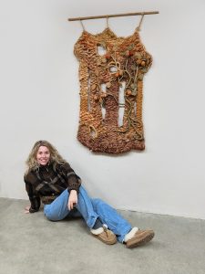 Midcentury macramé wall tapestry vintage wandtapijt 1960 'Nature tones'