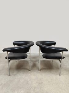 Vintage Dutch design Meander Gamma lounge chairs fauteuils Rudolf Wolf for Gaasbeek en Van Tiel 1950's