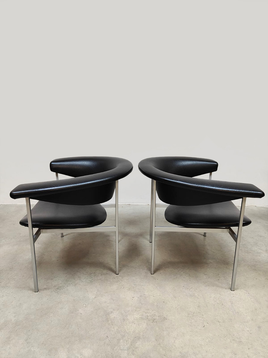 Vintage Dutch design Meander Gamma lounge chairs fauteuils Rudolf Wolf for Gaasbeek en Van Tiel 1950's