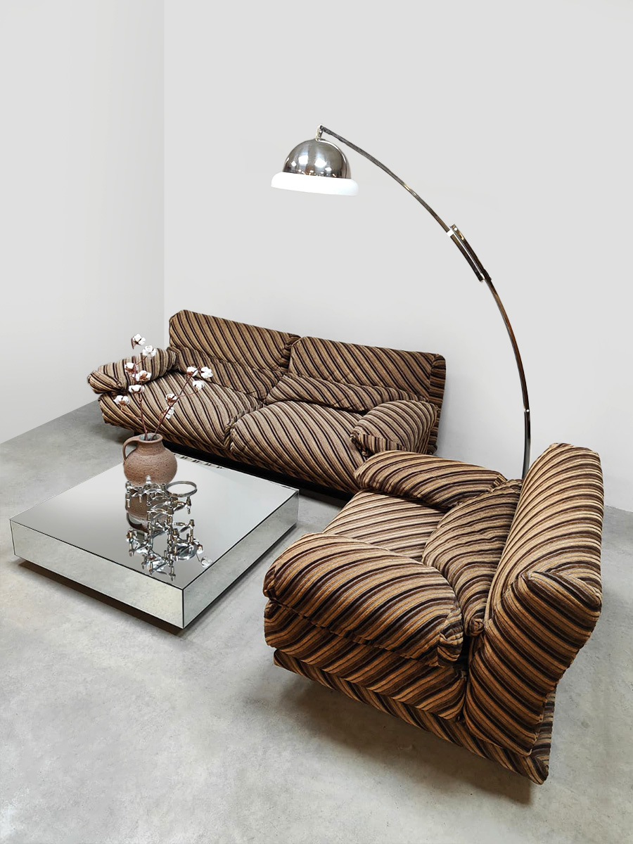 Midcentury interior Italian design sofa set lounge bank fauteuil Sergio Saporiti for Saporiti Italia 1980