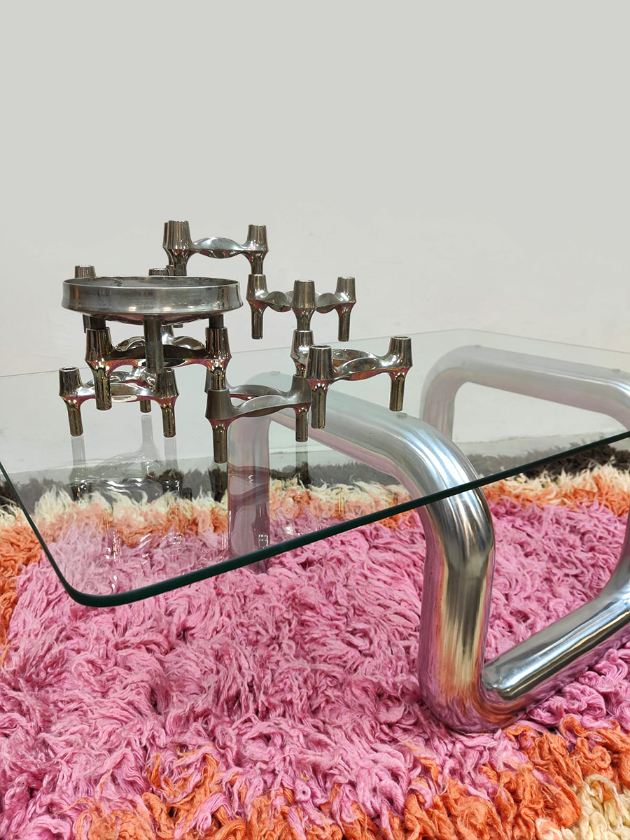 Midcentury interior Italian design tube coffee table buisframe salontafel 1980