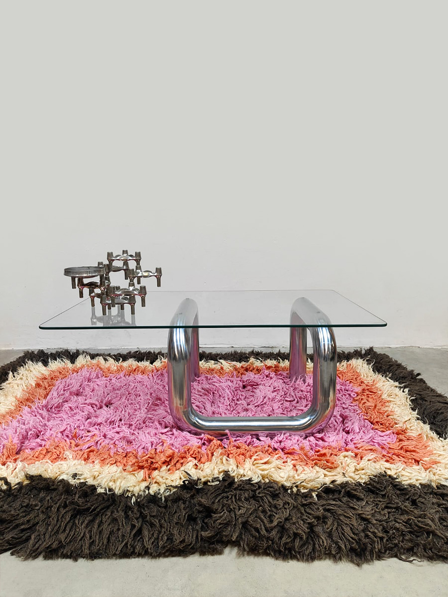 Midcentury interior Italian design tube coffee table buisframe salontafel 1980