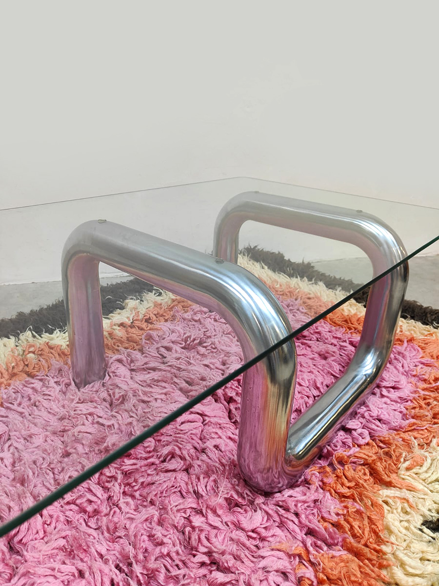 Vintage Italian design tube coffee table buisframe salontafel 1980