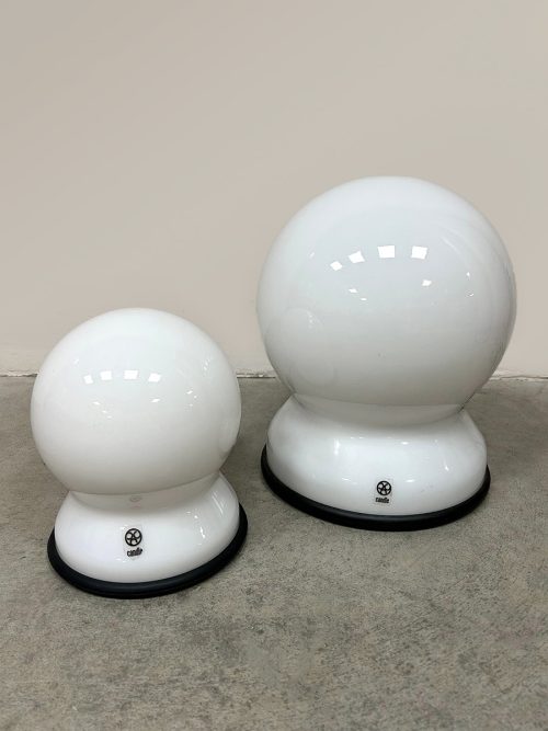 Midcentury interior design Scafandro table lamps glazen bol lampen Sergio Asti for Candle 1970s