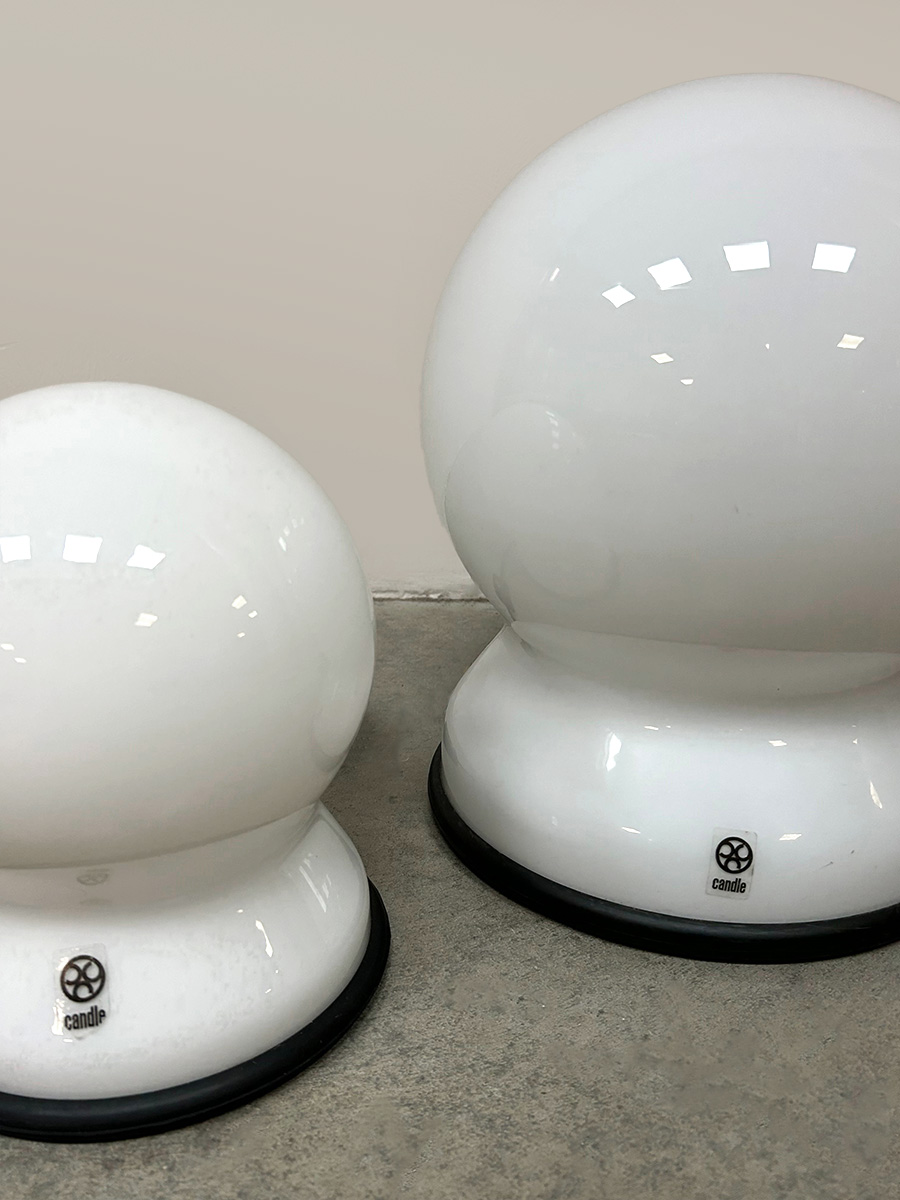 Vintage Scafandro table lamps glazen bol lampen Sergio Asti for Candle 1970s