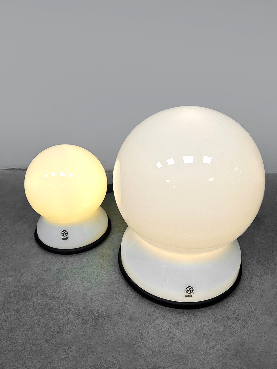 Vintage Scafandro table lamps glazen bol lampen Sergio Asti for Candle 1970s