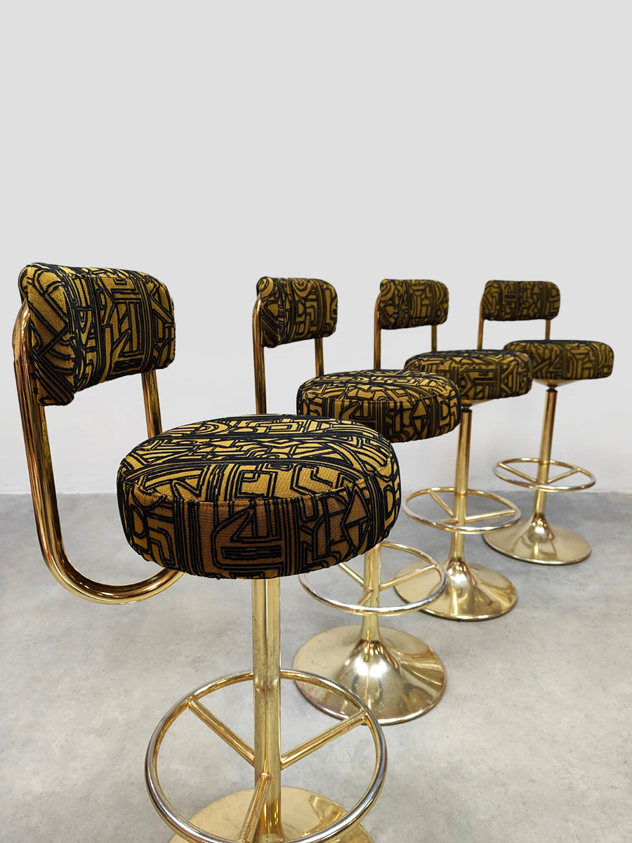 Vintage Swedish design Cobra barstools Borje Johanson ‘Art Deco print’ Vintage Swedish design Cobra barstools Borje Johanson ‘Art Deco print’