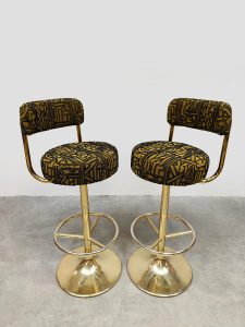 Vintage Swedish design Cobra barstools Borje Johanson ‘Art Deco print’
